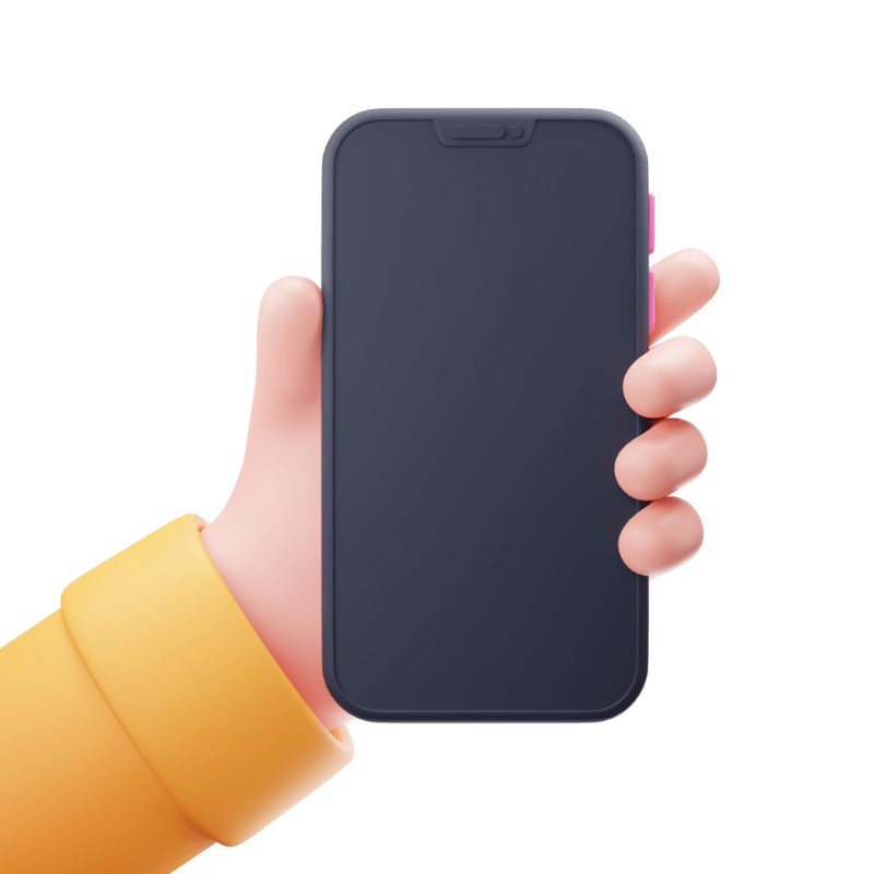 3d cartoon hands holding a phone